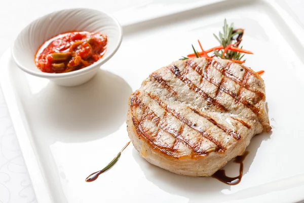 Meat steak with sauce — Stock Photo, Image