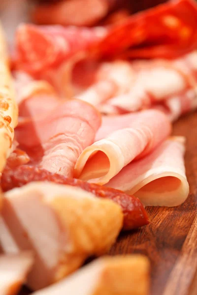 Meat ham appetizers — Stock Photo, Image