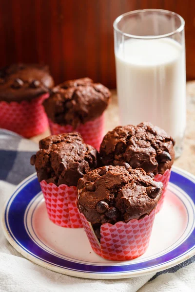 Muffiny v růžové balení — Stock fotografie