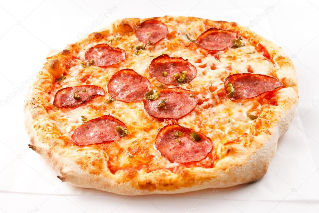 Pizza with pepperoni and cheese