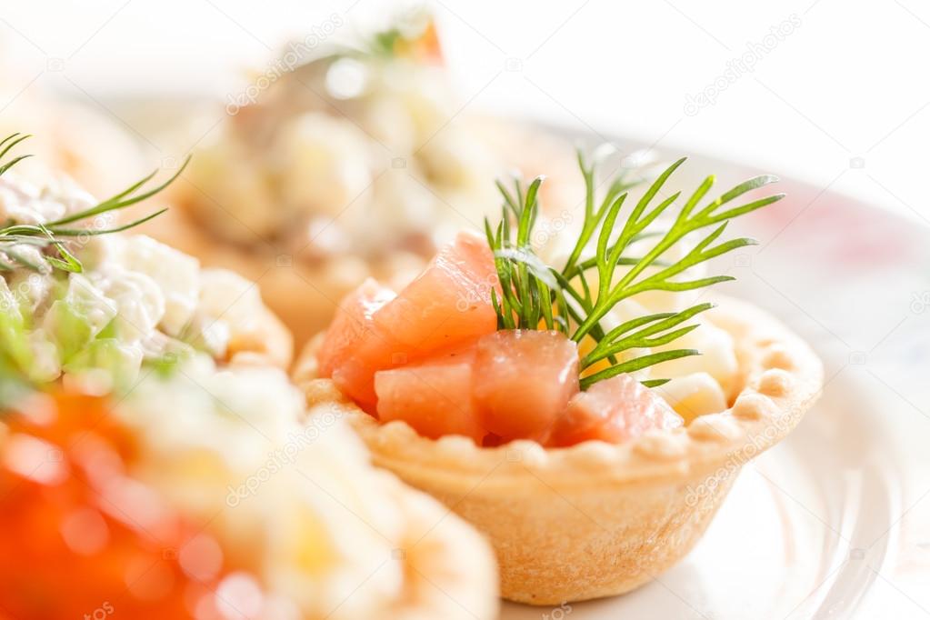 Appetizer with salmon and caviar