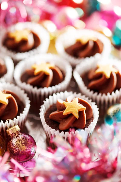 Christmas cupcakes with stars — Stock Photo, Image