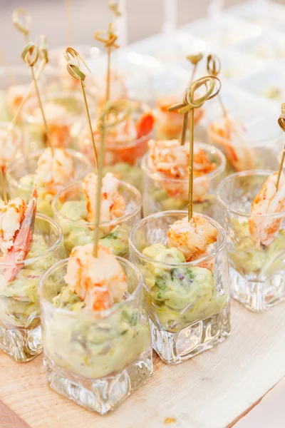 Catering food in glasses on table — Stock Photo, Image