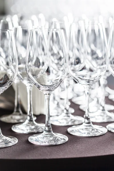 stock image Empty wine glasses in bar