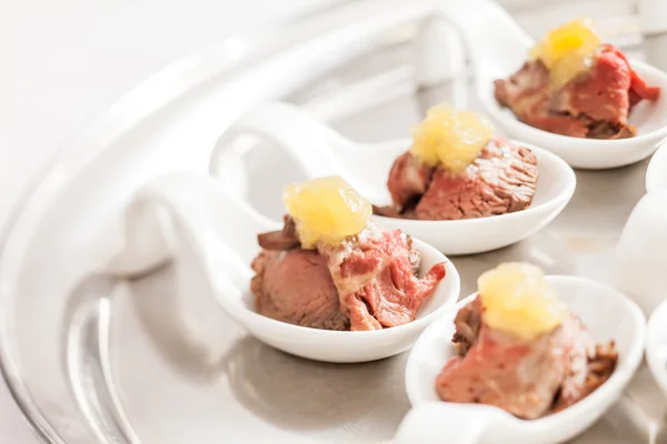 Lamb with sauce on plate — Stock Photo, Image