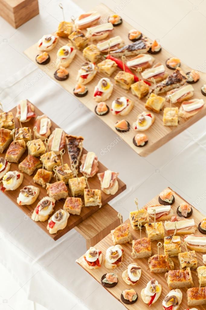 Catering canapes food on table