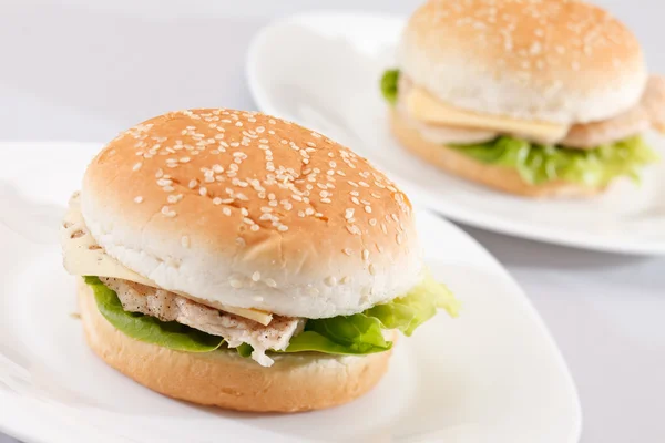 Tasty chicken sandwiches — Stock Photo, Image