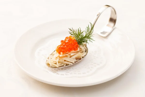 Appetizer with caviar on plate — Stock Photo, Image