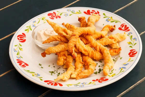 Fried chicken on plate — Stock Photo, Image