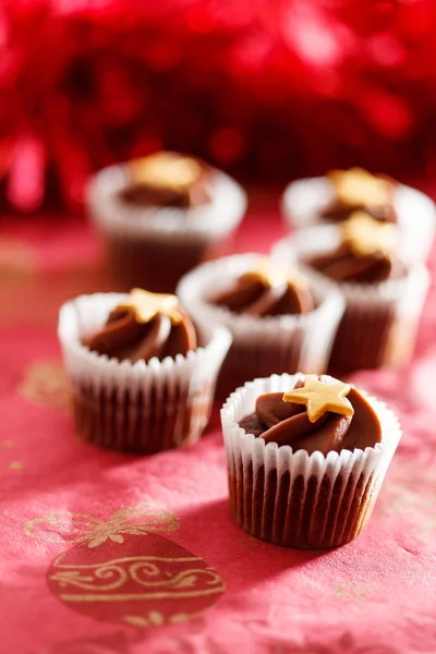 Christmas choklad cupcakes — Stockfoto