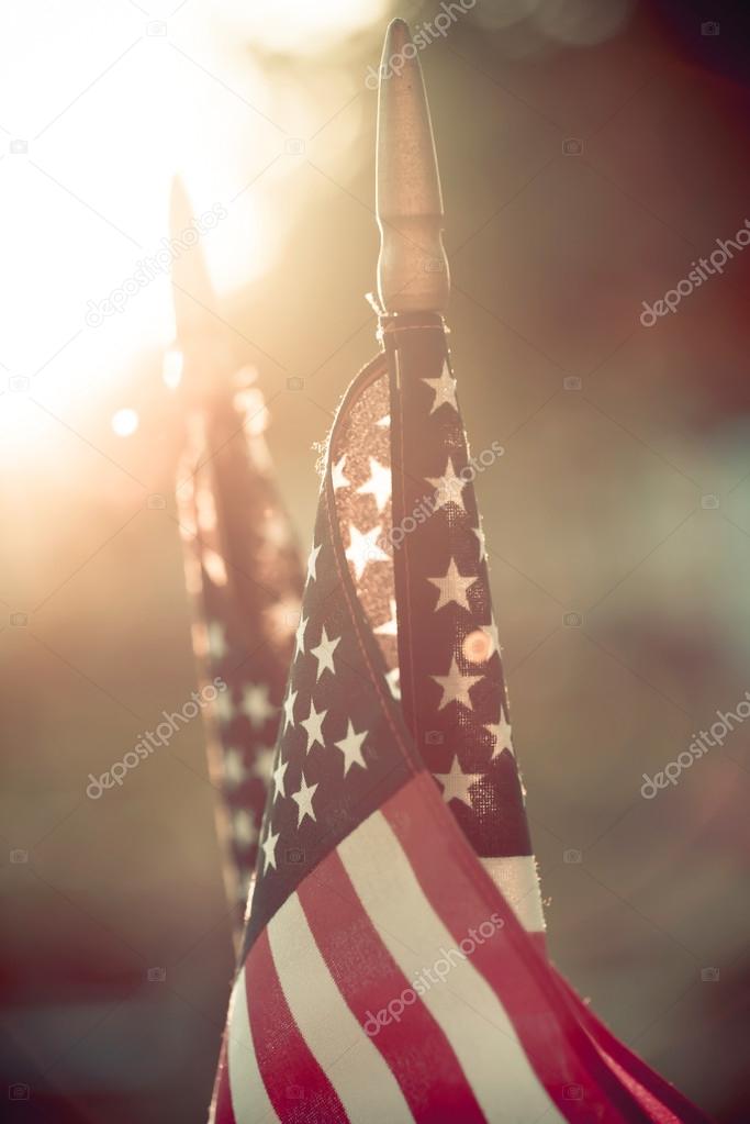 american flags on background