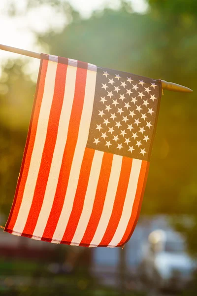 Bandera americana en clima soleado al aire libre — Foto de Stock