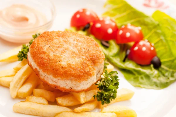 French fries with cutlet — Stock Photo, Image