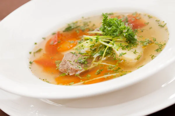 Soup with meat and vegetables — Stock Photo, Image