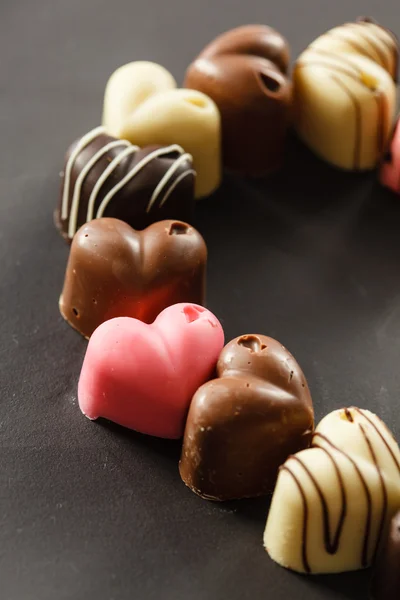 Cuori gustosi al cioccolato — Foto Stock