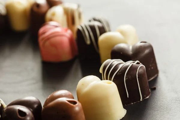 Cuori gustosi al cioccolato — Foto Stock