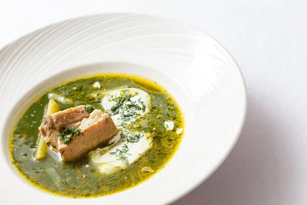 Soup with meat and sour cream — Stock Image Soup with meat and sour cream Royalty Free Stock Photos