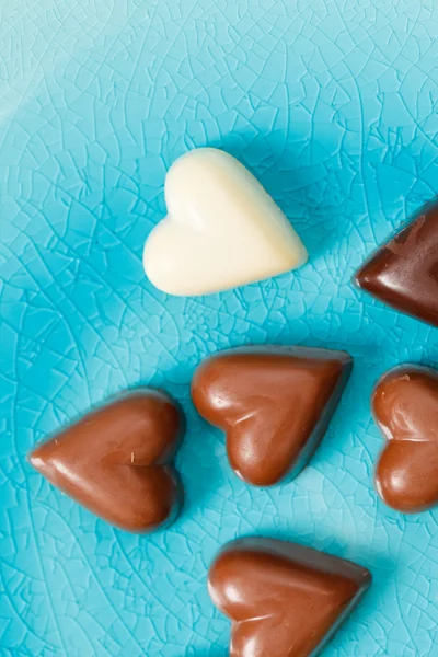 Tatlı çikolata kalp şekerler — Stok fotoğraf