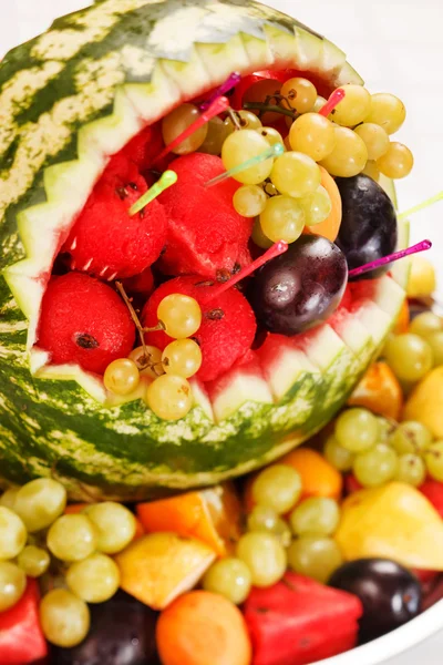 Fruit salad in watermelon — Stock Photo, Image