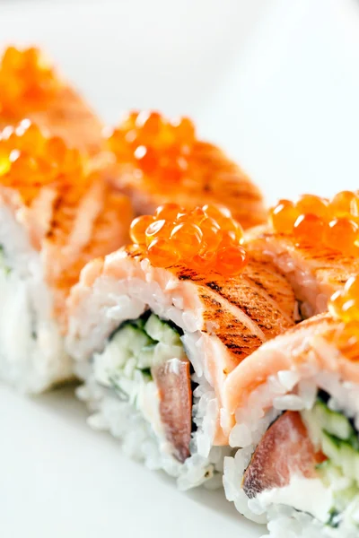 Sushi rolls with salmon — Stock Photo, Image