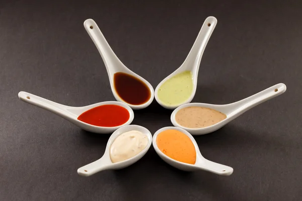 Different kinds of sauces — Stock Photo, Image