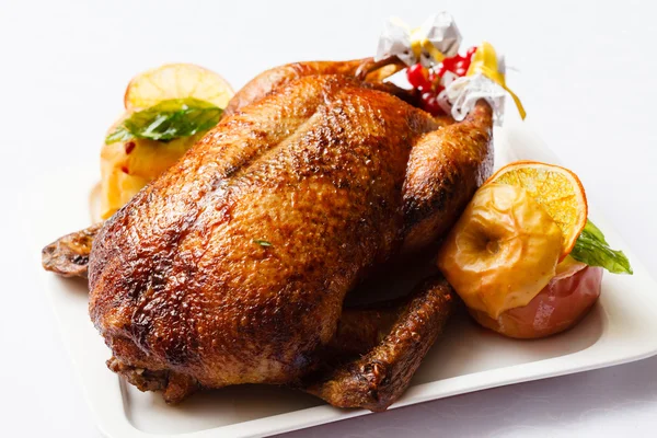 Roasted turkey with apples — Stock Photo, Image