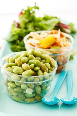 Fried edamame fasulye