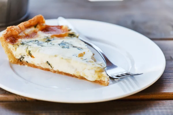 Quiche on white plate — Stock Photo, Image