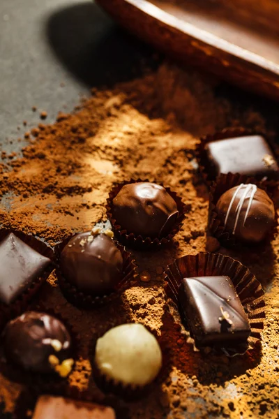 Verschiedene Schokoladenbonbons — Stockfoto