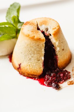 Berry cake with mint leaf