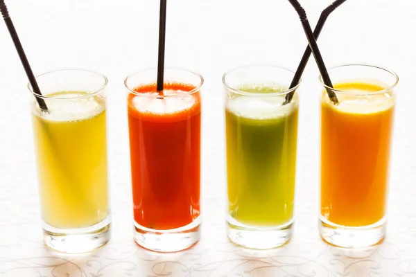 Glasses of fresh juices — Stock fotografie