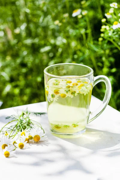 Chá de camomila e flores — Fotografia de Stock