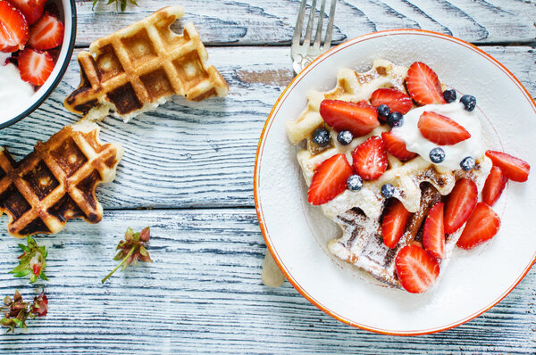 Waffles with fresh berries