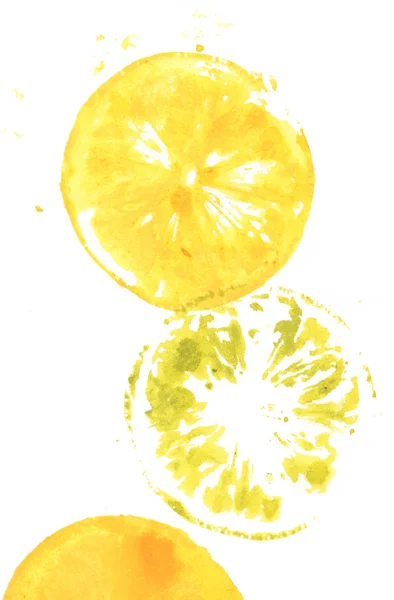 Watercolor lemon slices — Stock Photo, Image