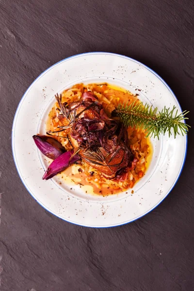 Roast duck on plate — Stock Photo, Image