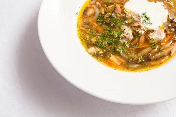 Mushroom soup in plate — Stock Photo, Image