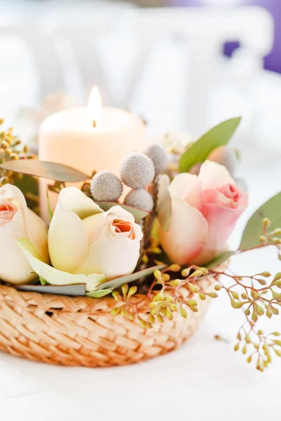 Nice flowers and candle — Stock Photo, Image