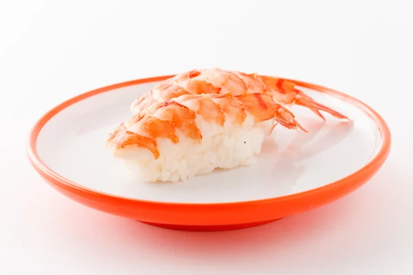 Nigiri met garnalen op plaat — Stockfoto