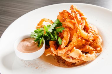 Soğan halkaları plaka üzerinde