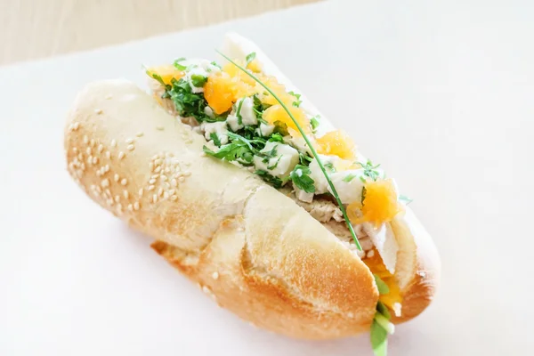 Tasty sandwich on white — Stock Photo, Image