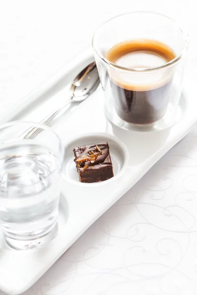 Copos de café expresso e água — Fotografia de Stock