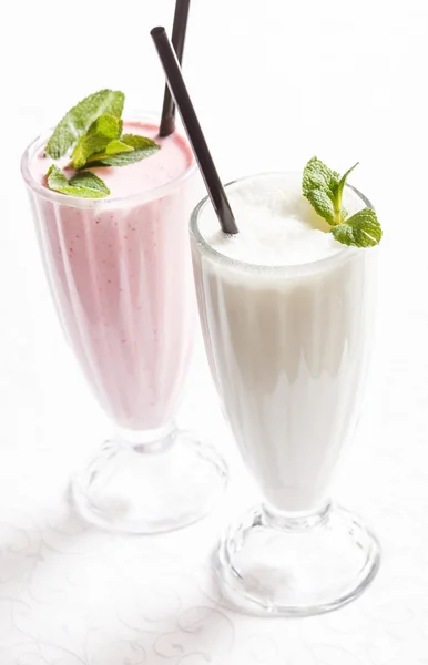 Milk cocktails with mint leaves Stock Image