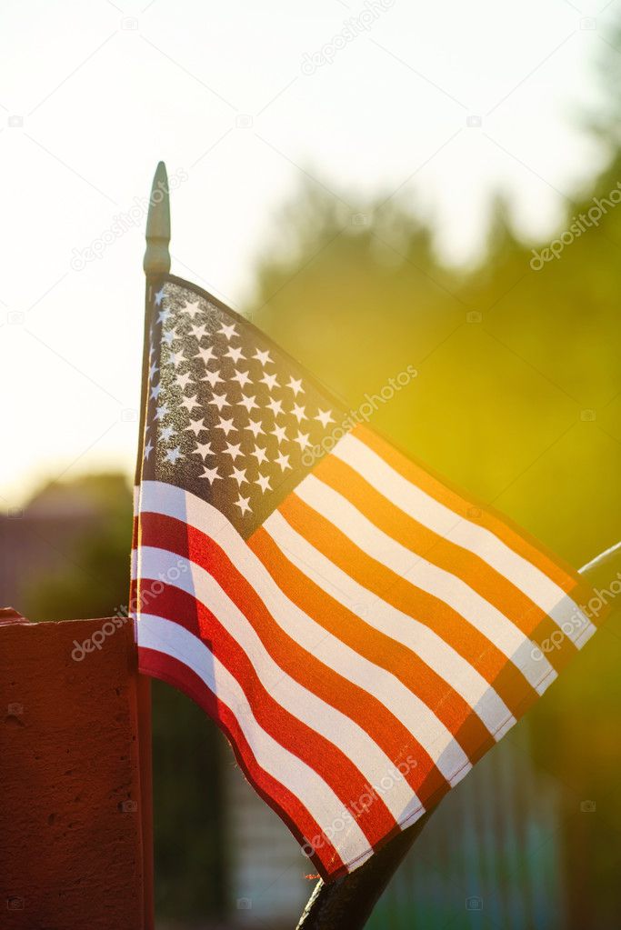 American flag in sunny weather outdoors