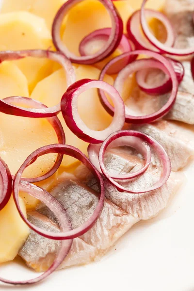 Herring with potatoes and onion — Stock Photo, Image