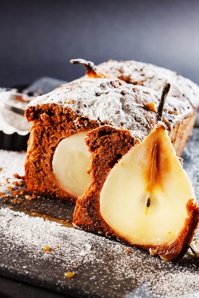 Winter pear loaf cake — Stock Photo, Image