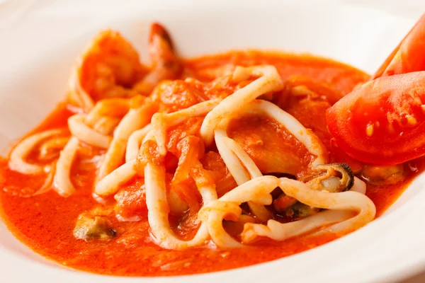 Seafood tomato soup — Stock Photo, Image