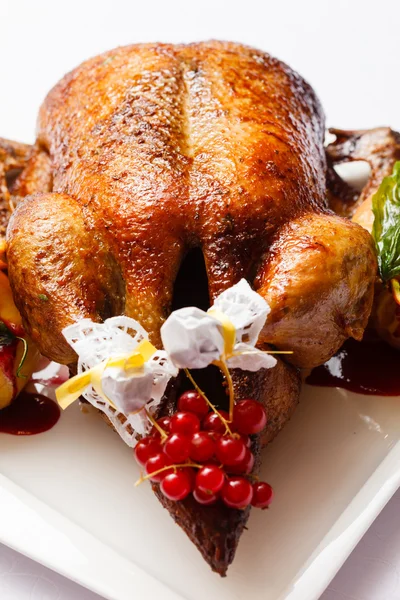 Roasted turkey with berries — Stock Photo, Image