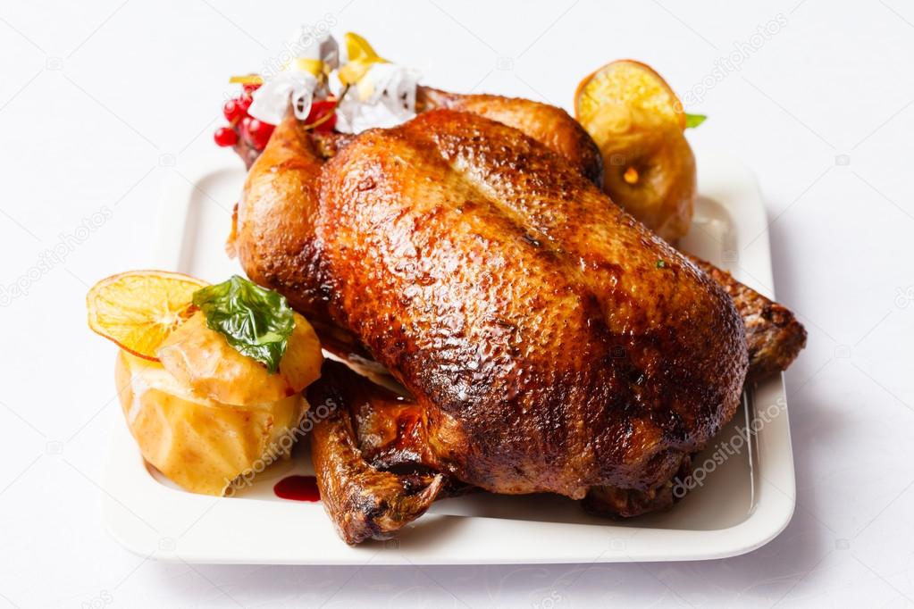 Roasted turkey with apples and berries
