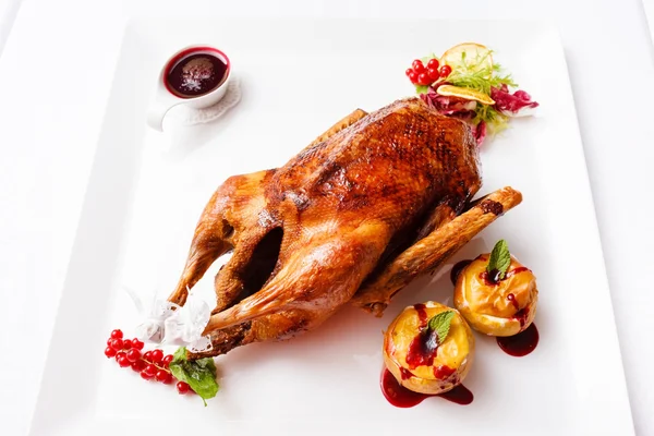 Roasted turkey with apples — Stock Photo, Image