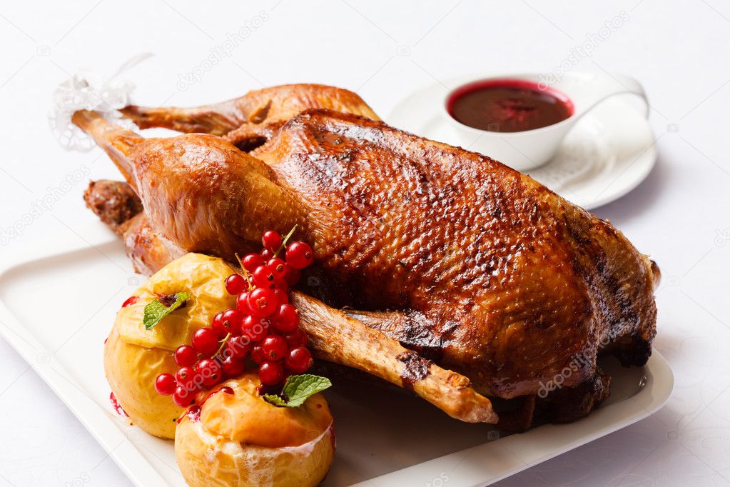 Roasted turkey with apples